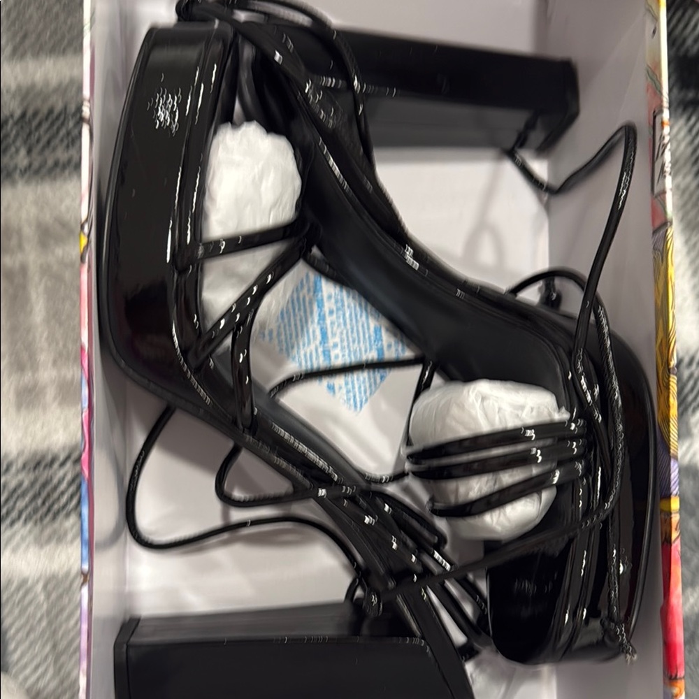 Black Strappy Women's Heels